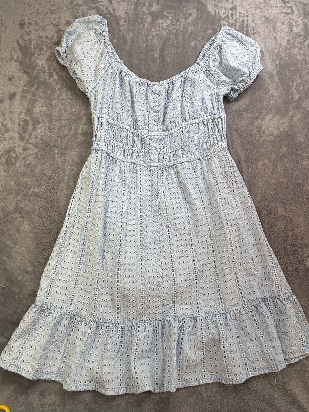 Sim & Sam Light Blue Eyelet Cotton Sleeve Sundress Summer Beach Guest Wedding S
